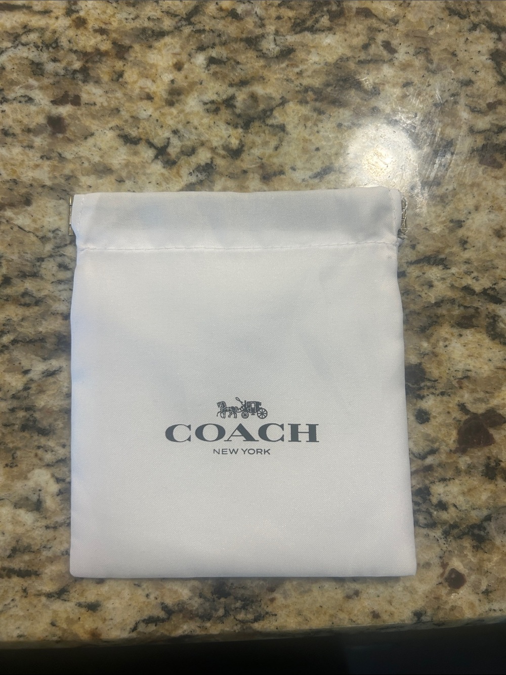 Coach White Logo Satin Pouch